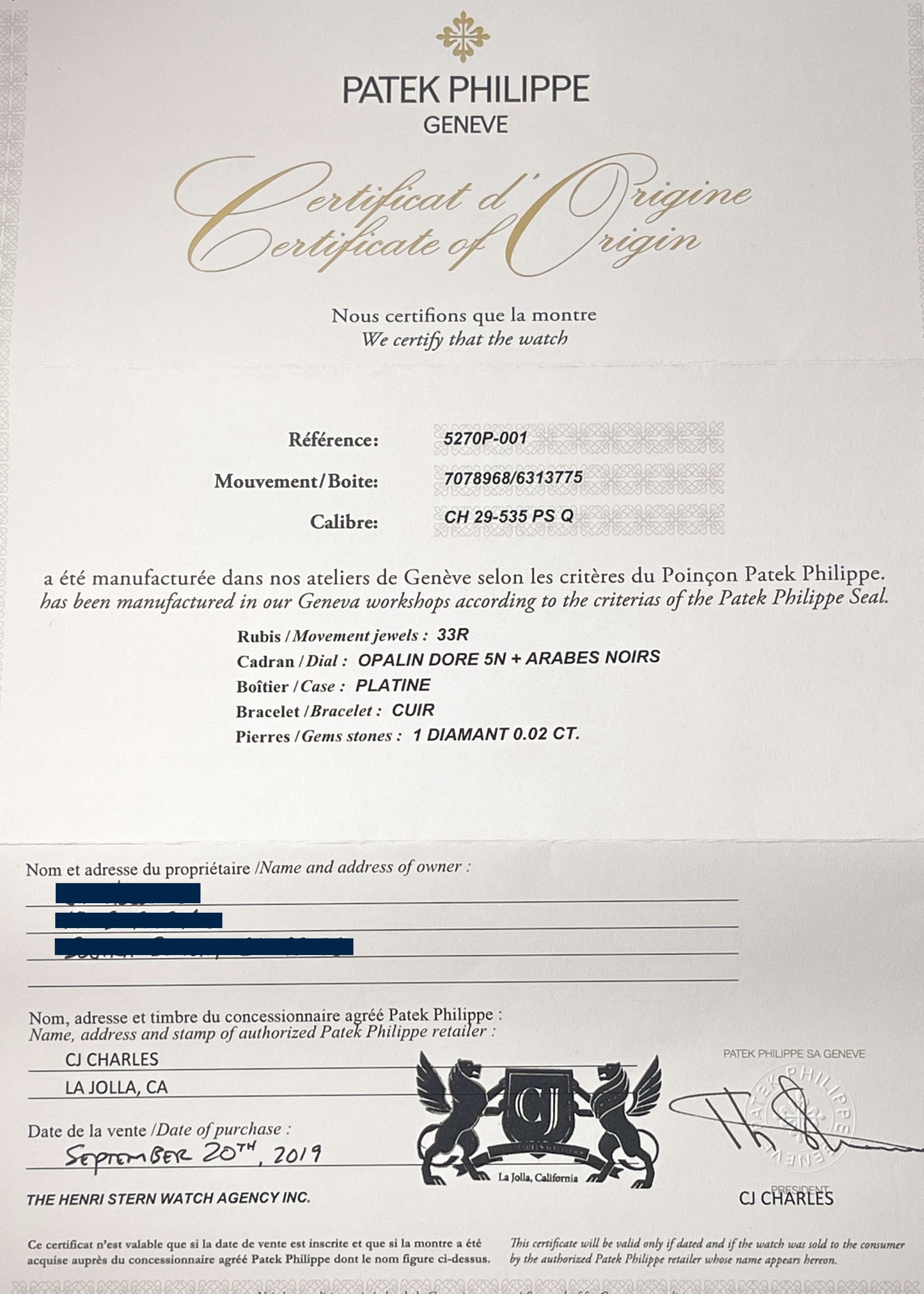 Patek Philippe 5270P-001 (Pre-Owned)