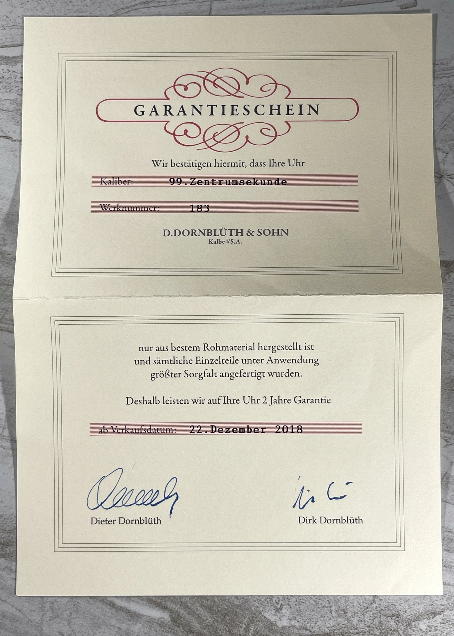 Dornblüth & Sohn reference 99.ZS, Marineuhr Limited Edition #3/10