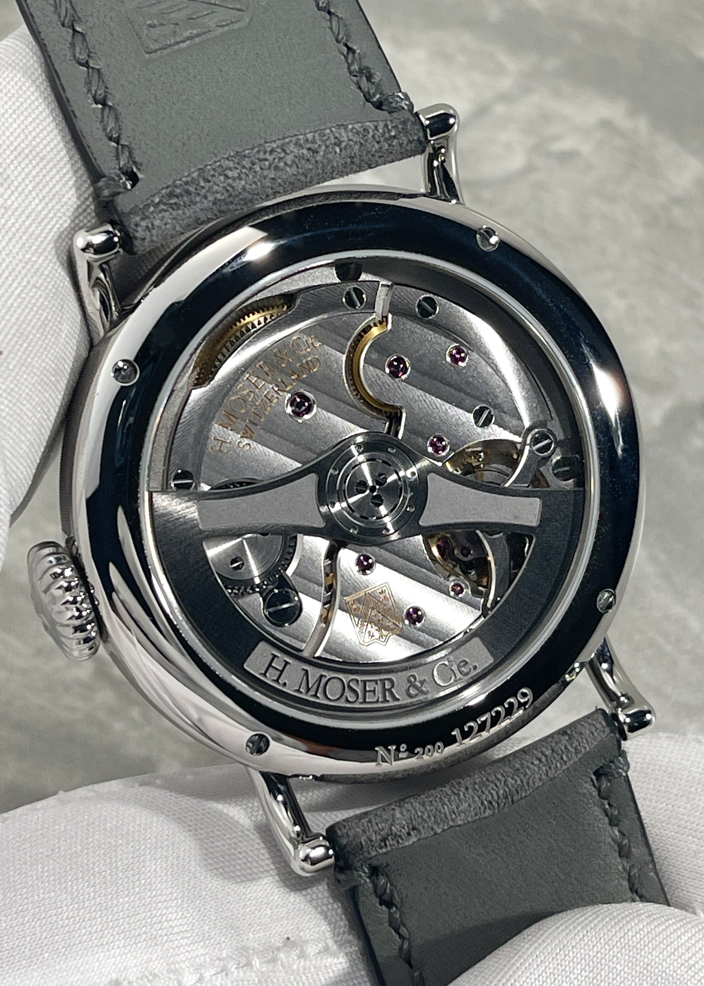 H. Moser & Cie. Heritage Dual Time Fumé Burgundy Dial - Serial 127299 (Pre-Owned)