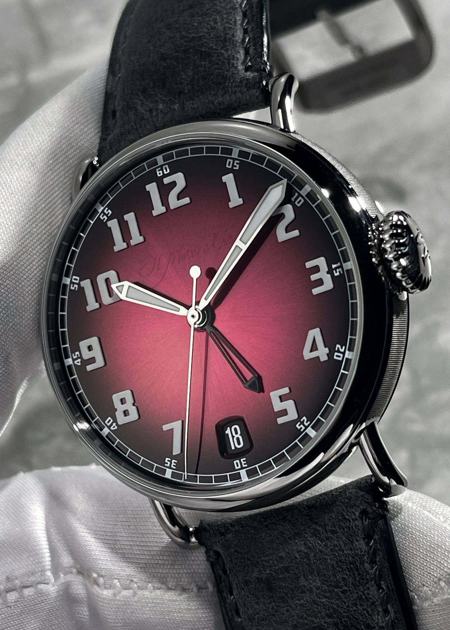 H. Moser & Cie. Heritage Dual Time Fumé Burgundy Dial - Serial 127299 (Pre-Owned)