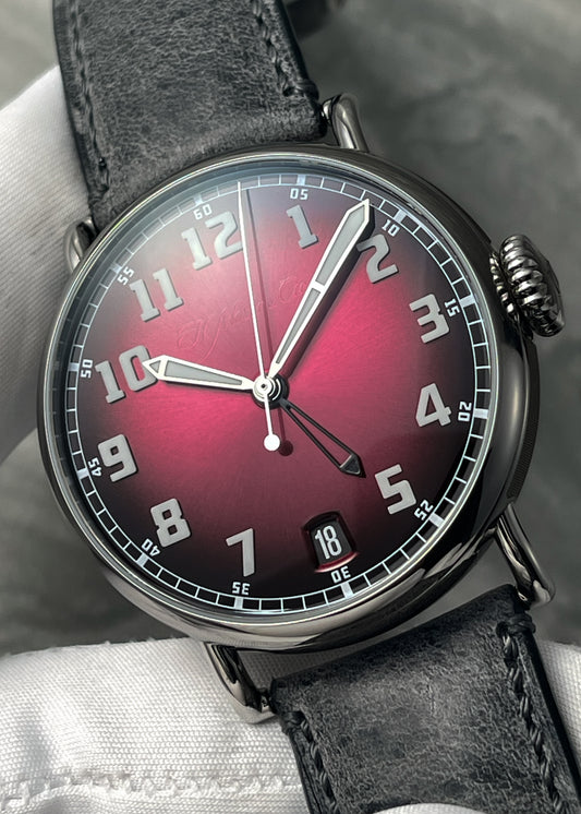 H. Moser & Cie. Heritage Dual Time Fumé Burgundy Dial - Serial 127299 (Pre-Owned)