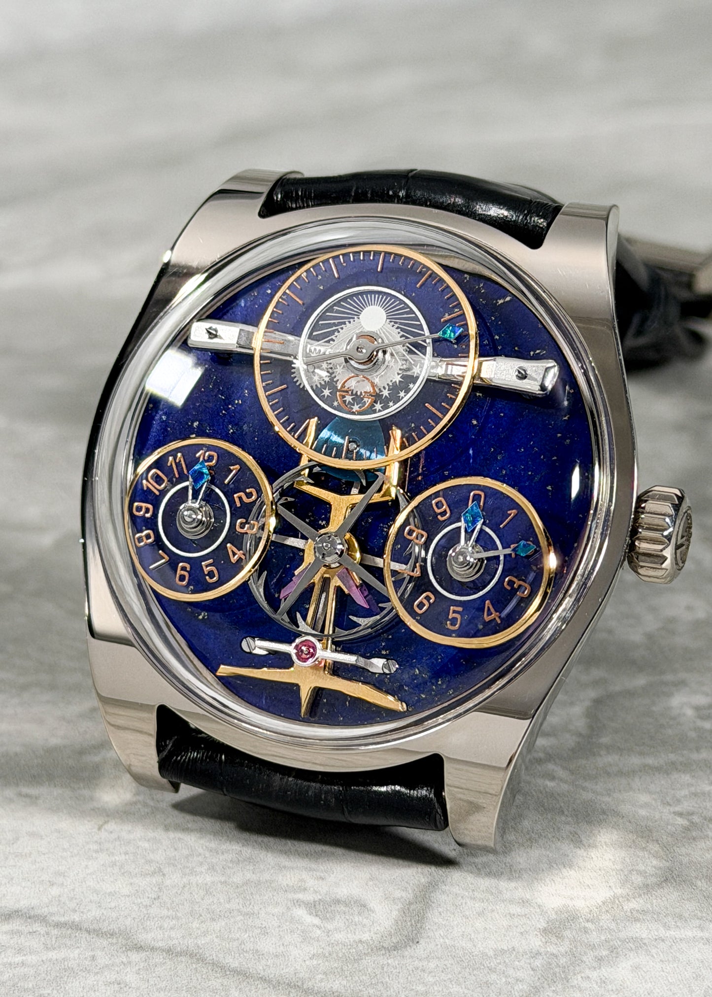 Emmanuel Bouchet 18 Karat White Gold "Complication One" w/ Lapis Dial - PIECE UNIQUE (Pre-Owned)