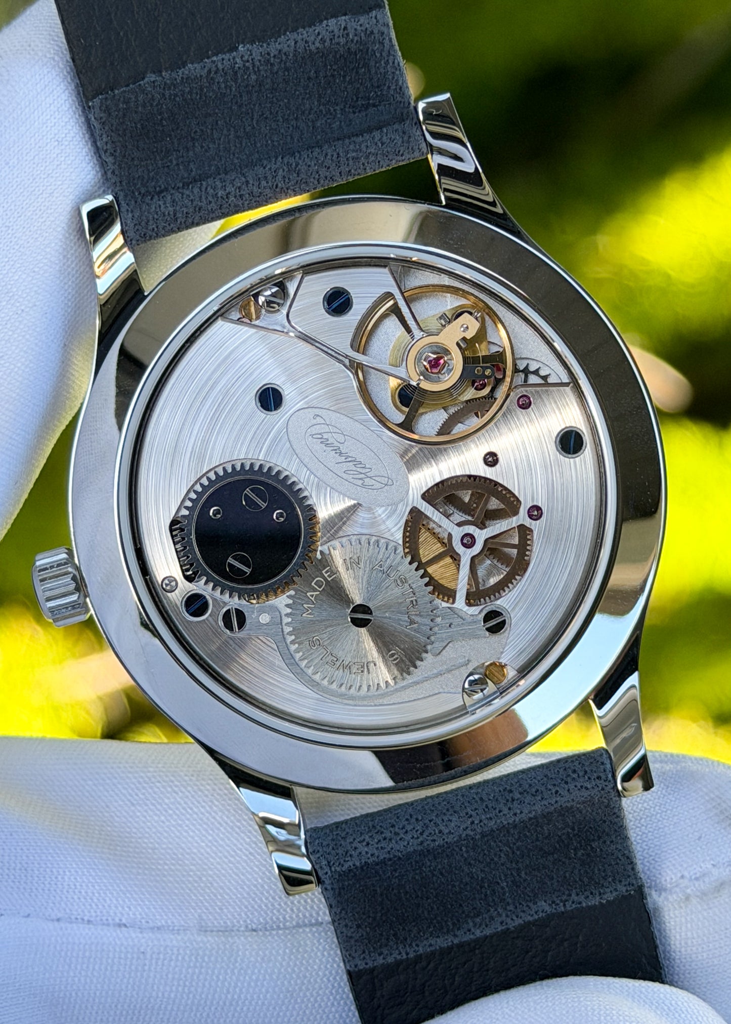 Habring² "Felix" White Lacquer Dial w/ Breguet Numerals and Blued Leaf Hands, Dark Brown Baronil Strap - Serial #331