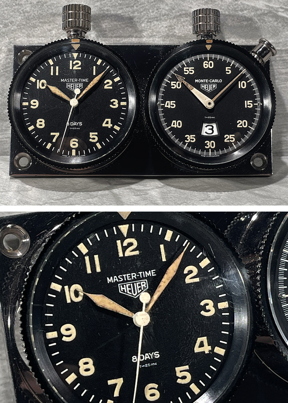 Heuer Master-Time Clock & Monte Carlo Chronograph Instrument Panel (Pre-Owned)