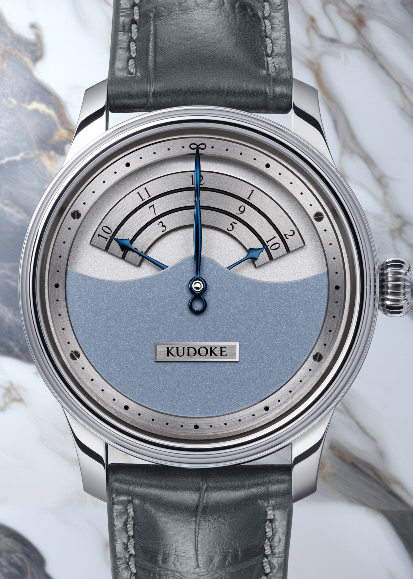 KUDOKE "Kudoke 3" Stainless Steel w/ Sky Blue Dial, White Rhodium Plated Bridges and Balance Cock - Serial #10812 (IN STOCK)