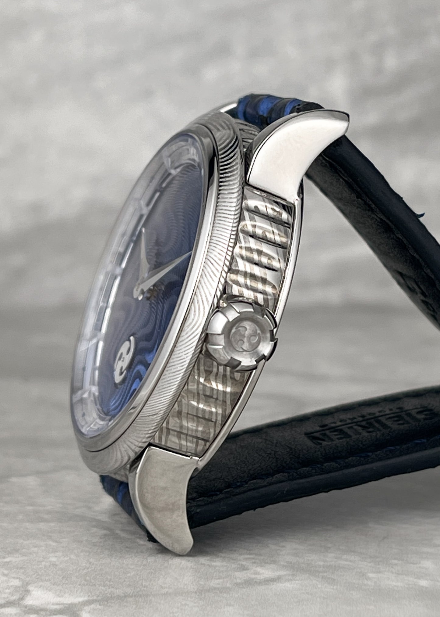 GoS Norrsken w/ Damascus Case & Bezel, Blue Guilloché dial by Jochen Benzinger (Pre-Order)