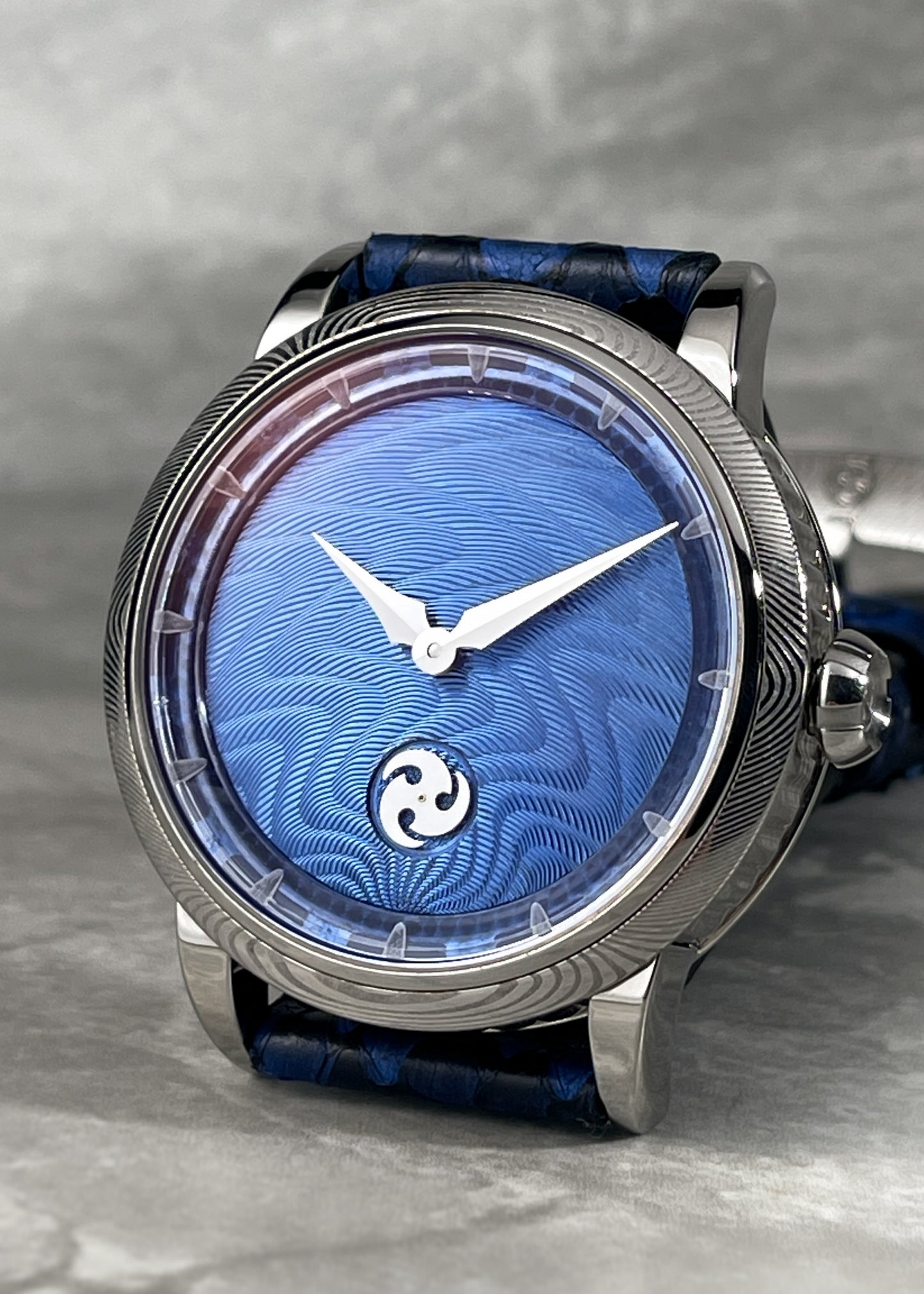 GoS Norrsken w/ Damascus Case & Bezel, Blue Guilloché dial by Jochen Benzinger (Pre-Order)