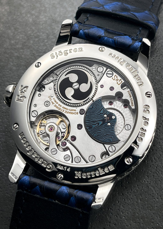 GoS Norrsken w/ Damascus Case & Bezel, Blue Guilloché dial by Jochen Benzinger (Pre-Order)