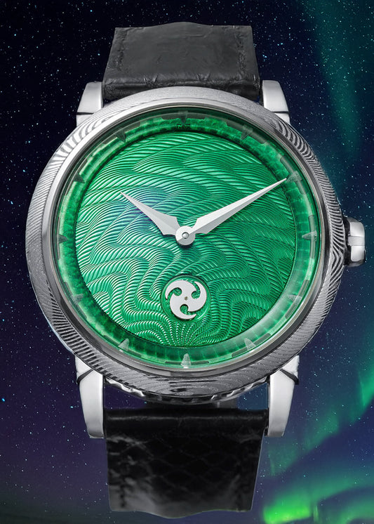GoS Norrsken w/ Damascus Case & Bezel, Green Guilloché dial by Jochen Benzinger (Pre-Order)