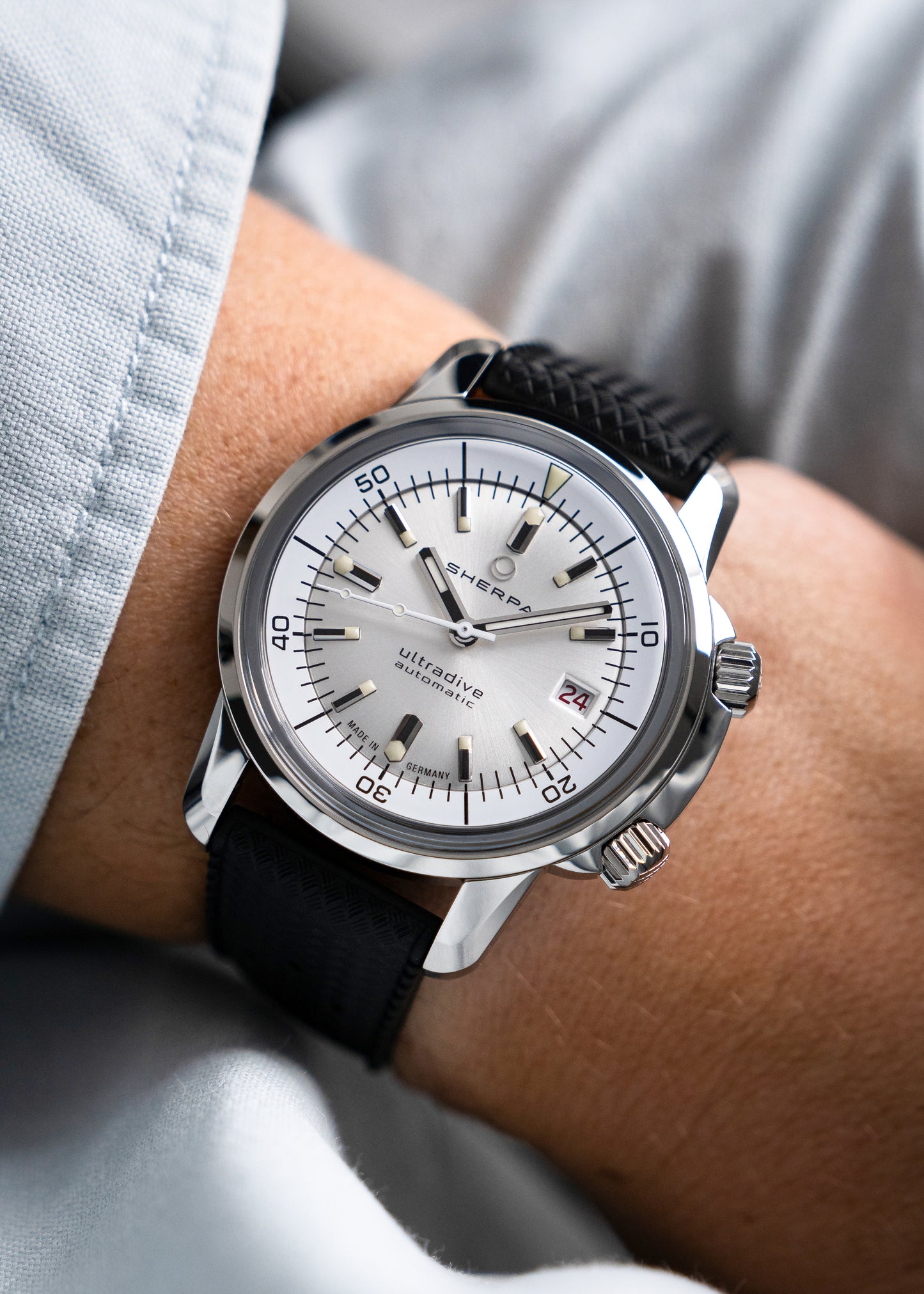 Sherpa Ultradive with Silver "Moon" Dial on Tropic Strap (ARRIVING OCTOBER 2025)
