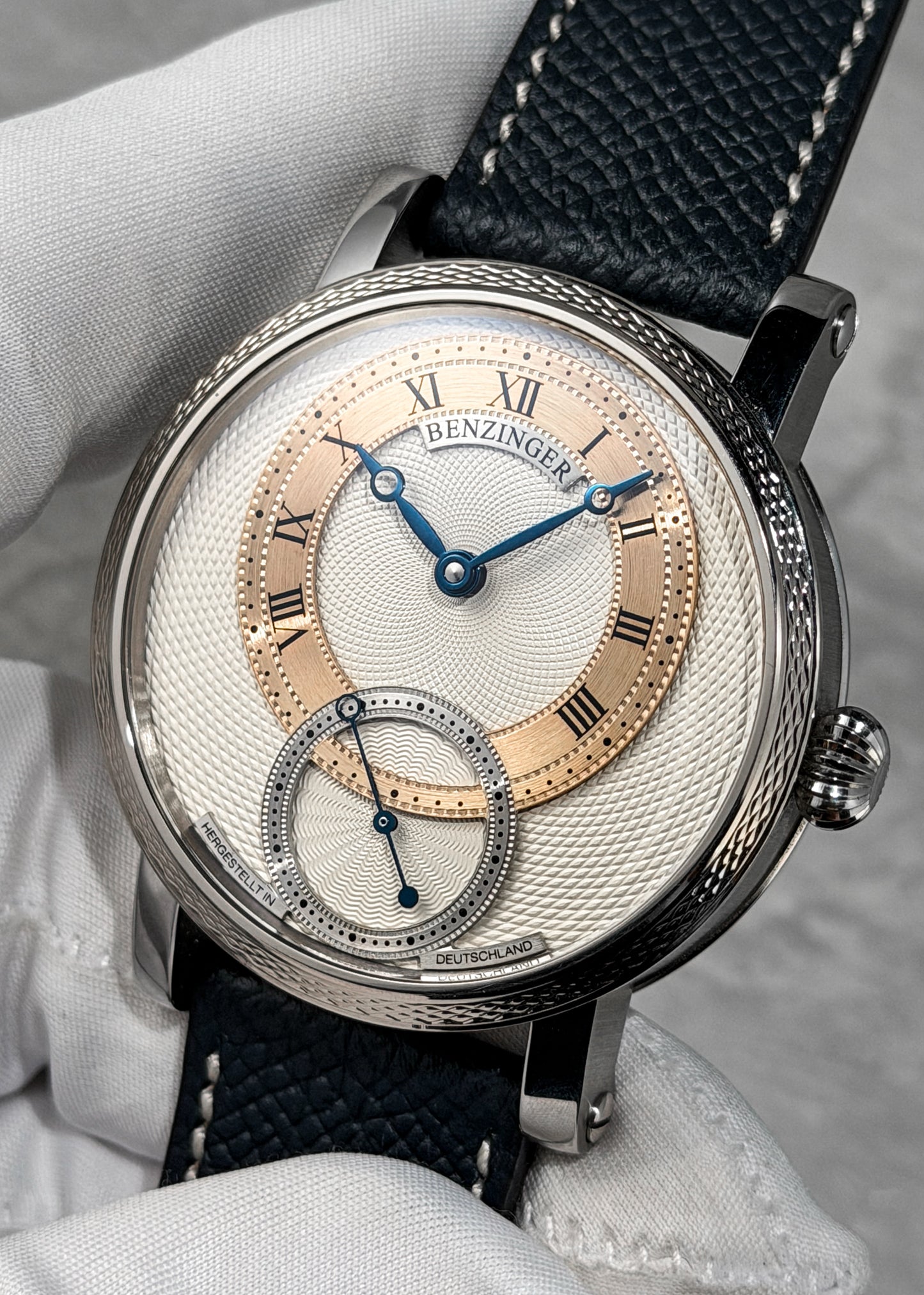 Benzinger Subskription 3, Stainless Steel case w/ White Gold Guilloché Bezel (Pre-Owned)