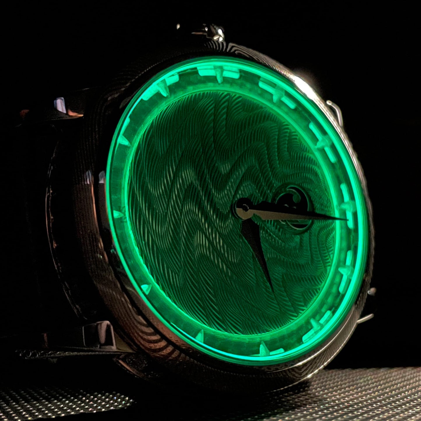 GoS Norrsken w/ Damascus Case & Bezel, Green Guilloché dial by Jochen Benzinger (Pre-Order)