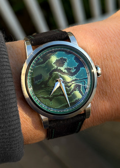 GoS x Horology By The Sea Sarek "Northern Lights" Boutique Edition w/ Green Nano-Ceramic Damascus Dial (Pre-Order)