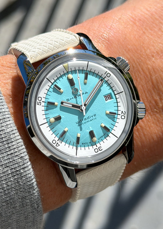 Sherpa Ultradive with Blue "Atoll" Dial and Tropic Rubber Strap (Pre-Order)