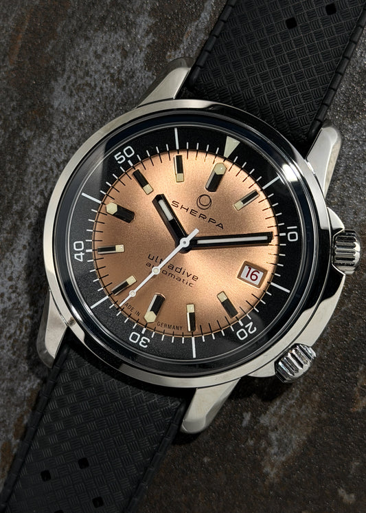 Sherpa Ultradive "Black Sun" w/ Rose Gold Dial on Tropic Strap - Serial #208 (IN STOCK)
