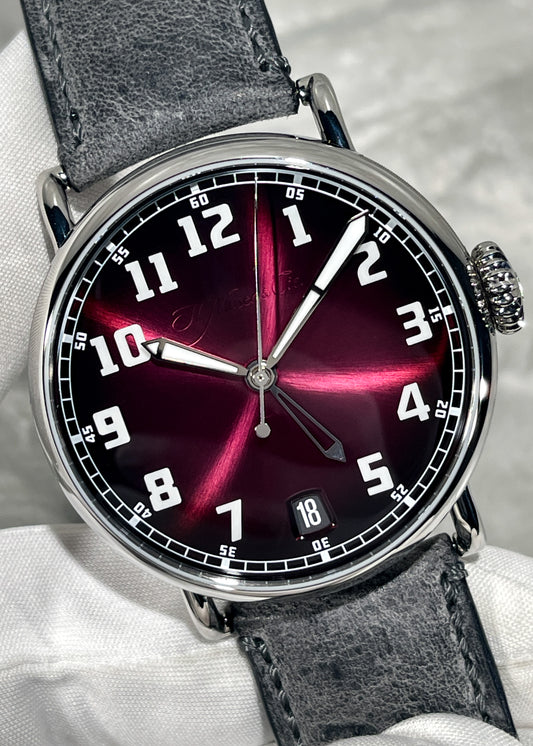 H. Moser & Cie. Heritage Dual Time Fumé Burgundy Dial - Serial 127299 (Pre-Owned)