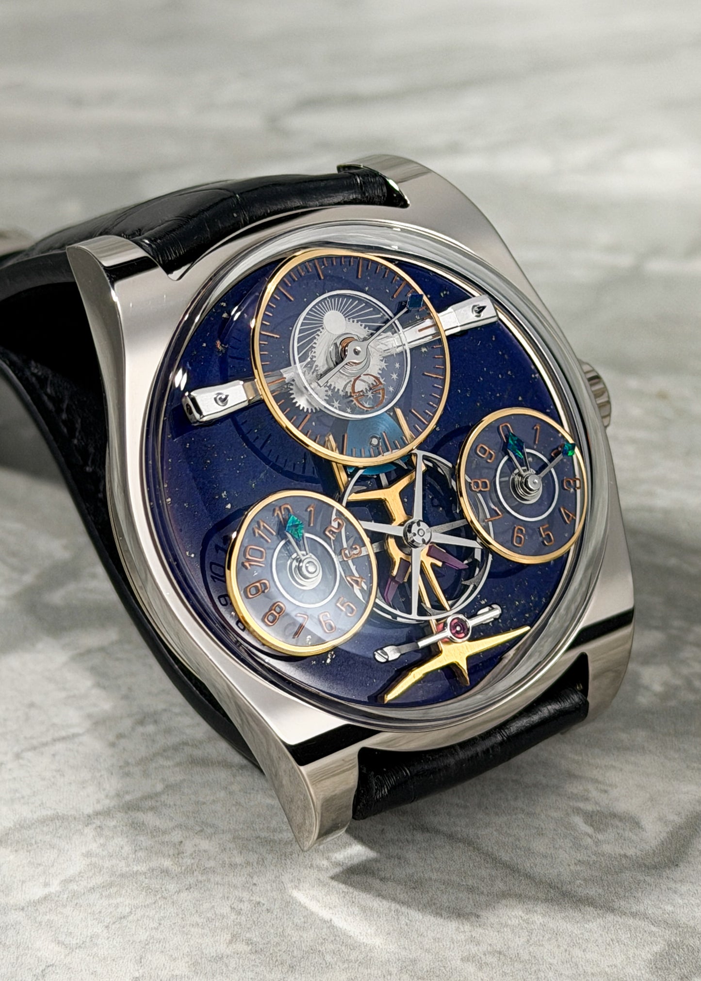 Emmanuel Bouchet 18 Karat White Gold "Complication One" w/ Lapis Dial - PIECE UNIQUE (Pre-Owned)