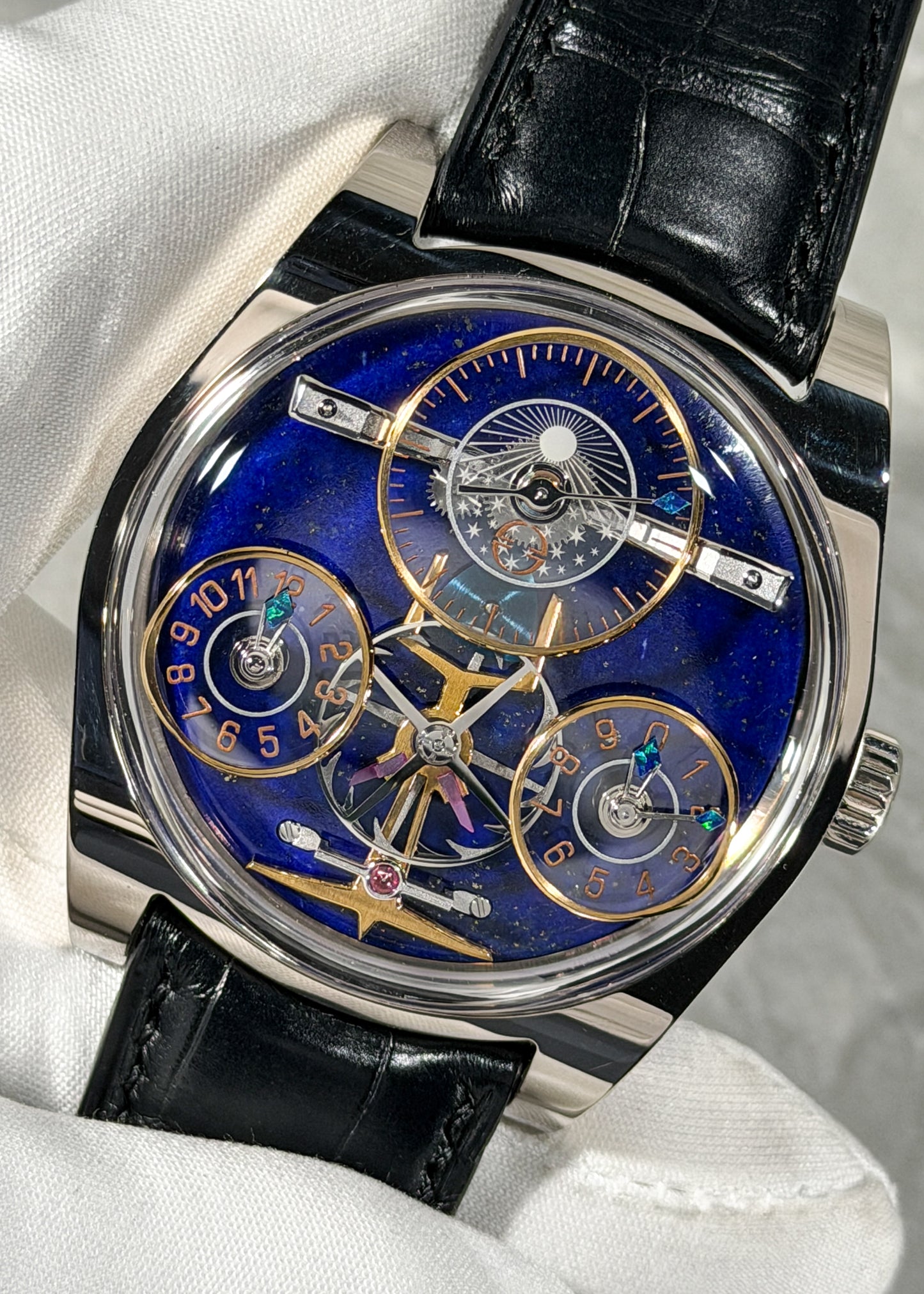 Emmanuel Bouchet 18 Karat White Gold "Complication One" w/ Lapis Dial - PIECE UNIQUE (Pre-Owned)