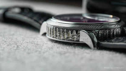 GoS Norrsken w/ Damascus Case & Bezel, Fuschia Guilloché dial by Jochen Benzinger (Pre-Order) (Copy)