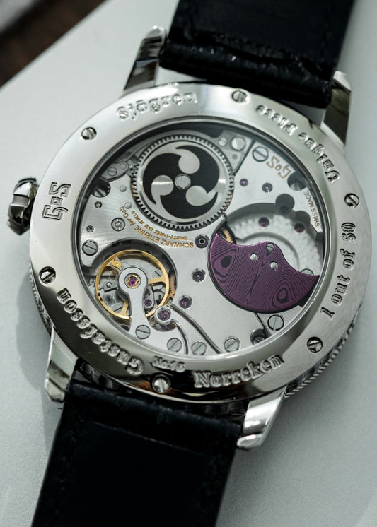 GoS Norrsken w/ Damascus Case & Bezel, Fuschia Guilloché dial by Jochen Benzinger (Pre-Order) (Copy)