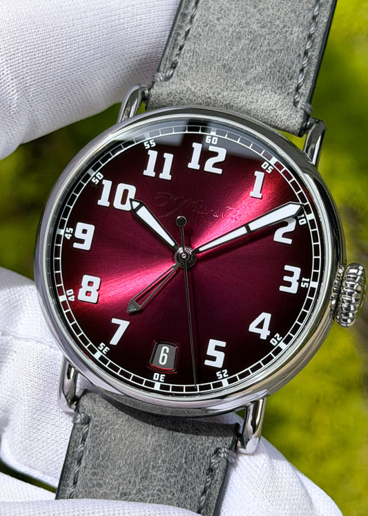 H. Moser & Cie. Heritage Dual Time Fumé Burgundy Dial - Serial 125561 (Pre-Owned)