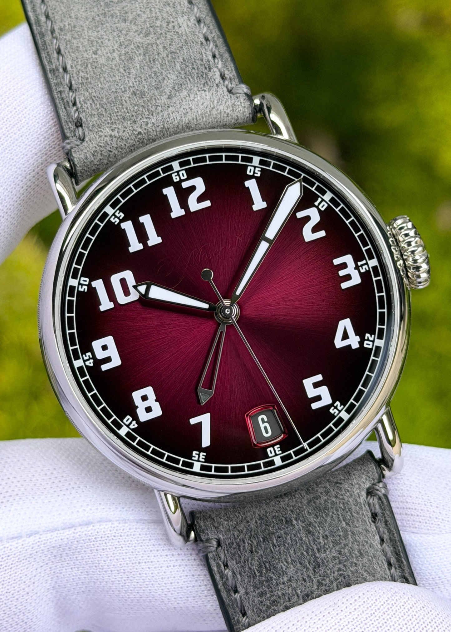 H. Moser & Cie. Heritage Dual Time Fumé Burgundy Dial - Serial 125561 (Pre-Owned)