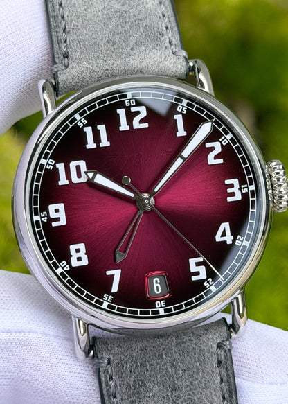 H. Moser & Cie. Heritage Dual Time Fumé Burgundy Dial - Serial 125561 (Pre-Owned)