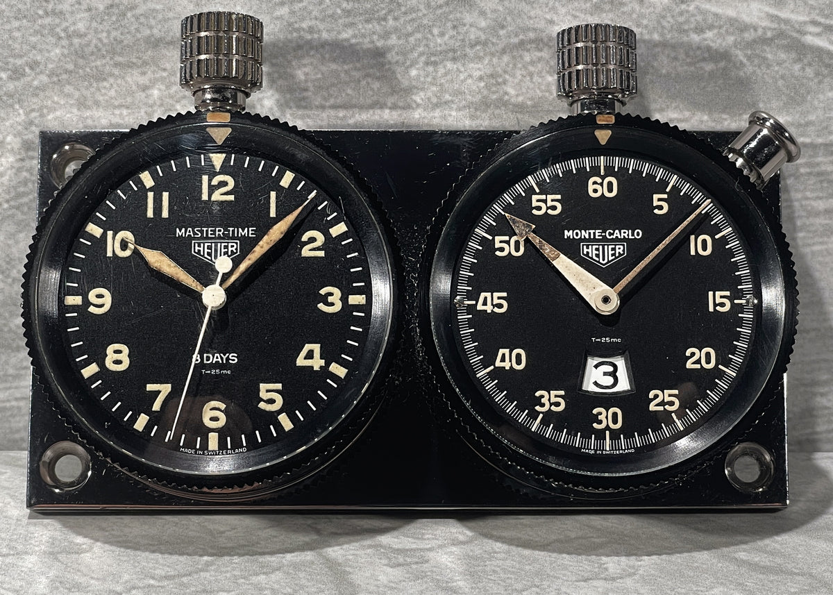Horological Instruments Examples Heuer Master-Time Clock & Monte Carlo Chronograph Instrument Panel (Pr ...