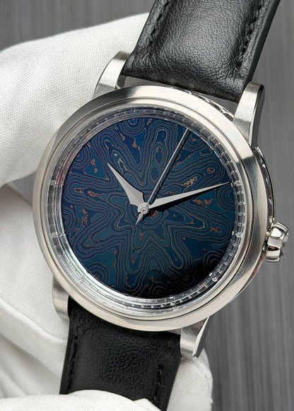 GoS Sarek Ice Blue Damascus Dial w/ Wildflower Pattern - Serial #1-2025 (IN STOCK)