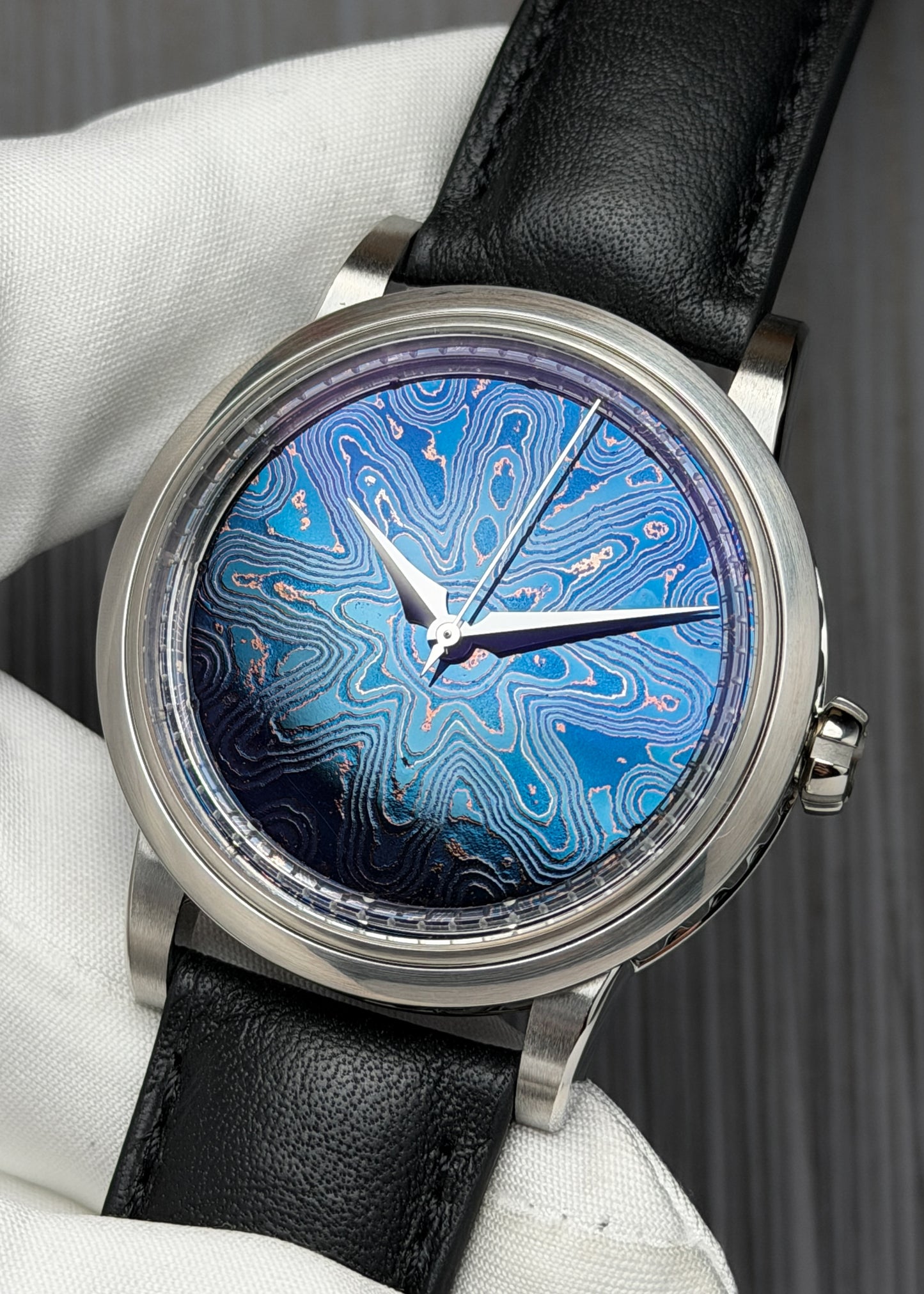 GoS Sarek Ice Blue Damascus Dial w/ Wildflower Pattern - Serial #1-2025 (IN STOCK)