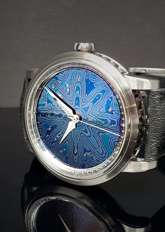 GoS Sarek Ice Blue Damascus Dial w/ Wildflower Pattern - Serial #1-2025 (ARRIVING JANUARY 2026)
