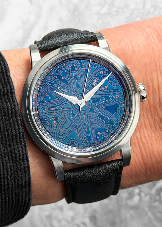 GoS Sarek Ice Blue Damascus Dial w/ Wildflower Pattern - Serial #1-2025 (IN STOCK)