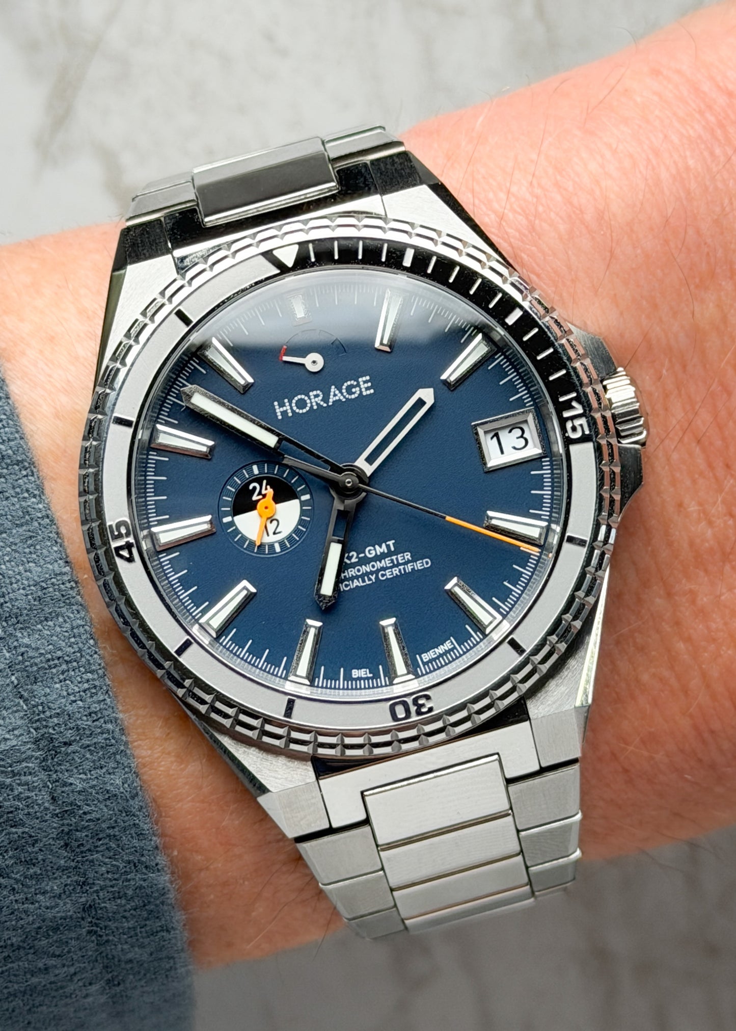 Horage Supersede GMT K2 w/ Transatlantic Blue Dial & Platinum Rotor - Serial #SG0139 (Pre-Owned)