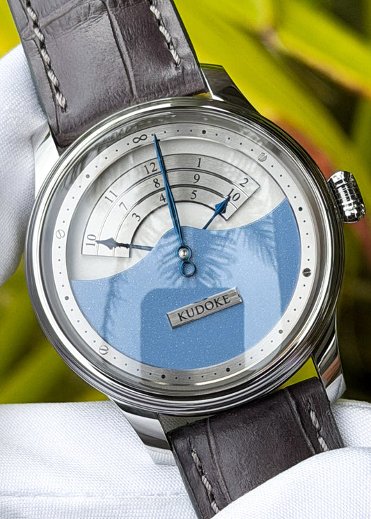KUDOKE "Kudoke 3" Stainless Steel w/ Sky Blue Dial, White Rhodium Plated Bridges and Balance Cock - Serial #10812 (IN STOCK)