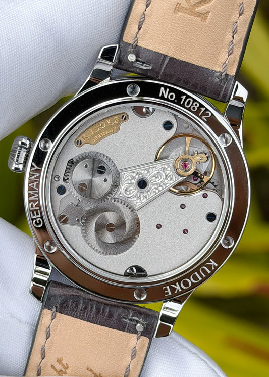KUDOKE "Kudoke 3" Stainless Steel w/ Sky Blue Dial, White Rhodium Plated Bridges and Balance Cock - Serial #10812 (IN STOCK)