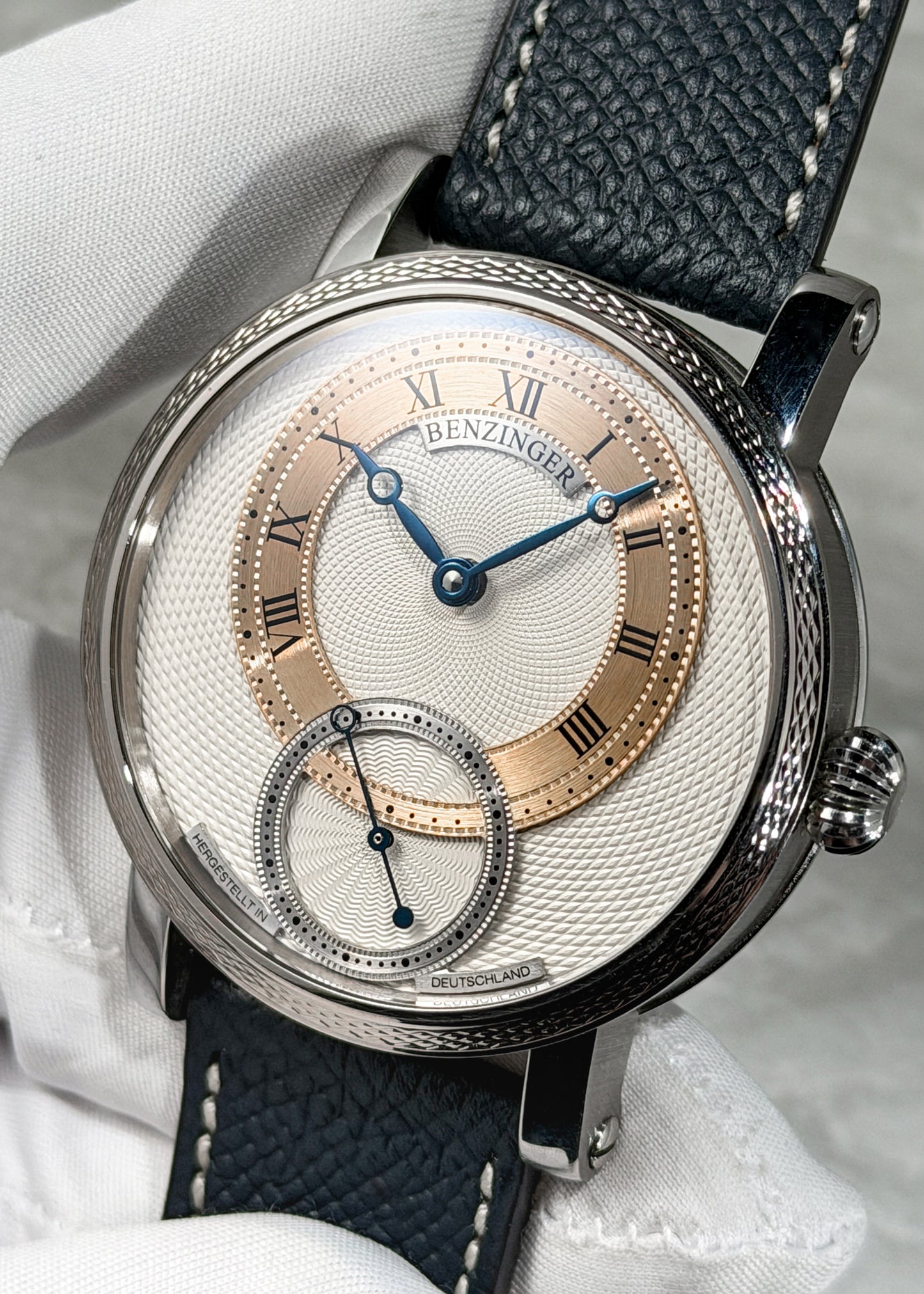 Benzinger Subskription 3, Stainless Steel case w/ White Gold Guilloché Bezel (Pre-Owned)