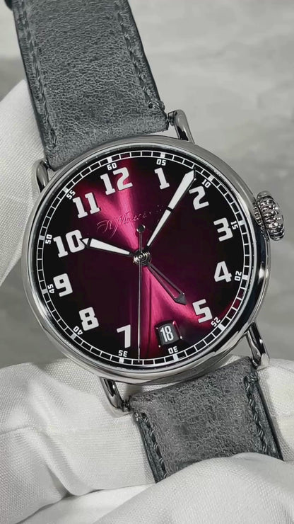 H. Moser & Cie. Heritage Dual Time Fumé Burgundy Dial - Serial 127299 (Pre-Owned)