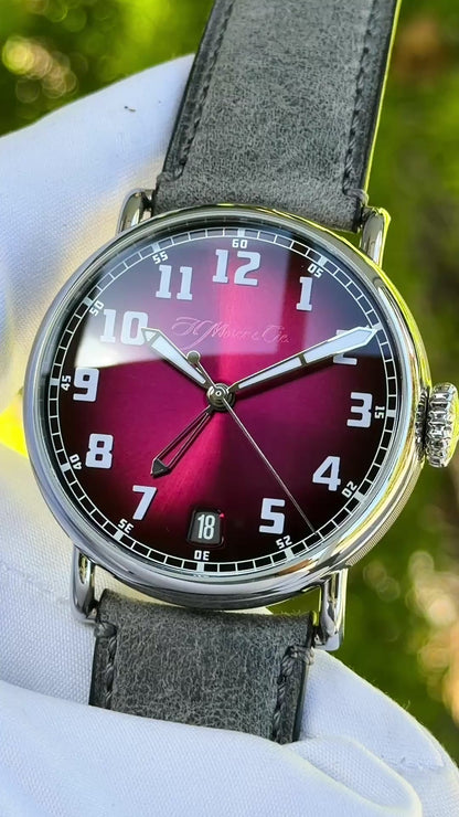 H. Moser & Cie. Heritage Dual Time Fumé Burgundy Dial - Serial 125561 (Pre-Owned)