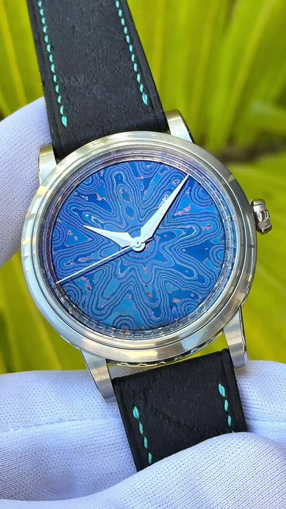 GoS Sarek Ice Blue Damascus Dial w/ Wildflower Pattern - Serial #1-2025 (IN STOCK)
