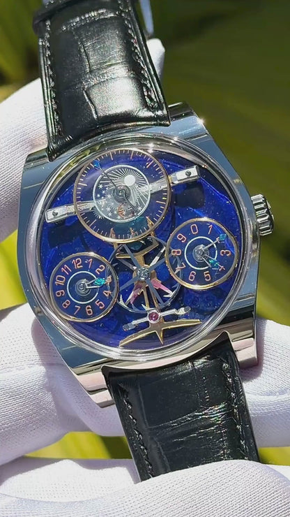 Emmanuel Bouchet 18 Karat White Gold "Complication One" w/ Lapis Dial - PIECE UNIQUE (Pre-Owned)