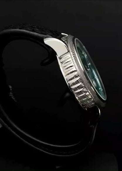 GoS Norrsken w/ Damascus Case & Bezel, Green Guilloché dial by Jochen Benzinger (Pre-Order)