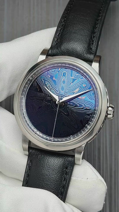GoS Sarek Ice Blue Damascus Dial w/ Wildflower Pattern - Serial #1-2025 (IN STOCK)